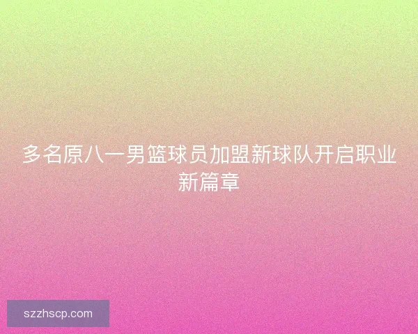 多名原八一男篮球员加盟新球队开启职业新篇章