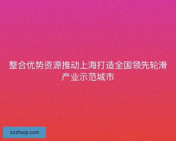 整合优势资源推动上海打造全国领先轮滑产业示范城市